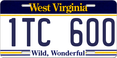 WV license plate 1TC600
