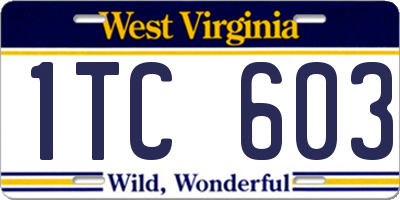 WV license plate 1TC603