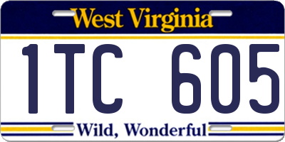 WV license plate 1TC605