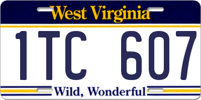 WV license plate 1TC607