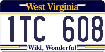WV license plate 1TC608
