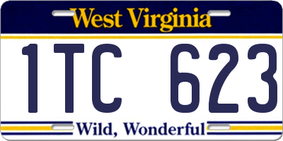 WV license plate 1TC623