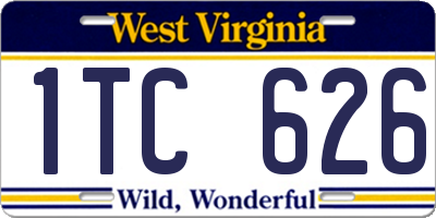 WV license plate 1TC626
