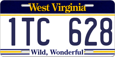 WV license plate 1TC628