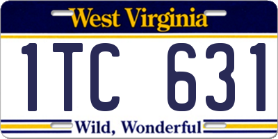 WV license plate 1TC631