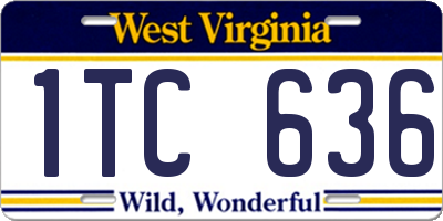 WV license plate 1TC636