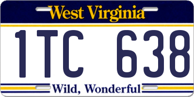 WV license plate 1TC638