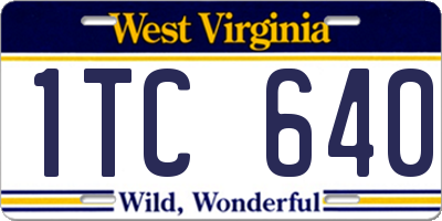 WV license plate 1TC640