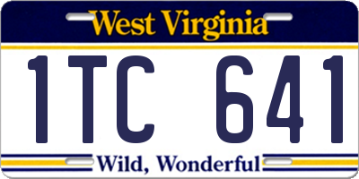 WV license plate 1TC641