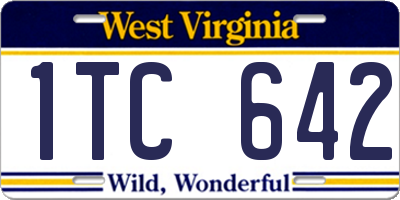 WV license plate 1TC642
