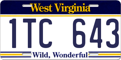 WV license plate 1TC643