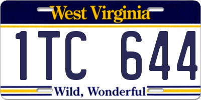 WV license plate 1TC644
