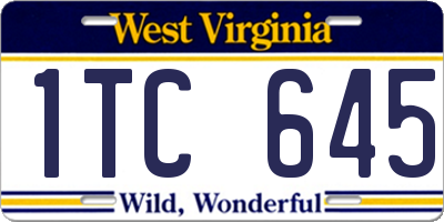 WV license plate 1TC645