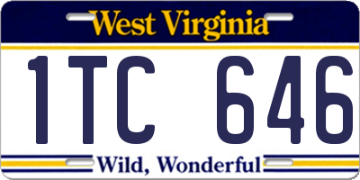 WV license plate 1TC646