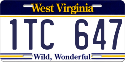 WV license plate 1TC647