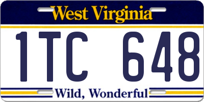 WV license plate 1TC648