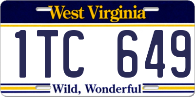 WV license plate 1TC649