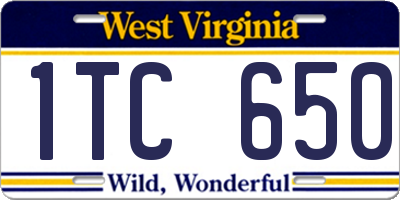WV license plate 1TC650