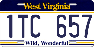 WV license plate 1TC657