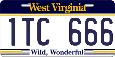 WV license plate 1TC666