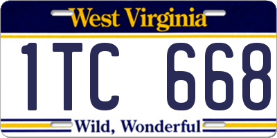 WV license plate 1TC668