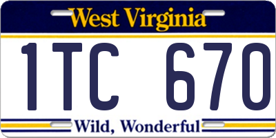 WV license plate 1TC670