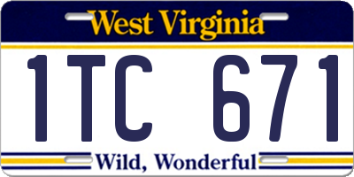 WV license plate 1TC671