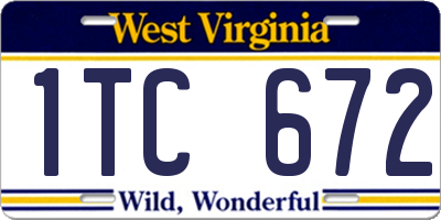 WV license plate 1TC672