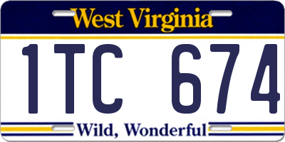 WV license plate 1TC674