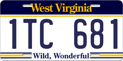WV license plate 1TC681