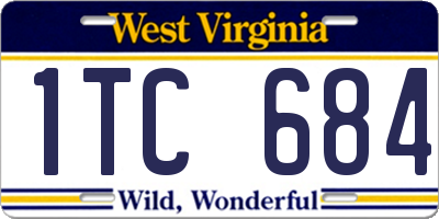 WV license plate 1TC684