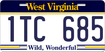 WV license plate 1TC685