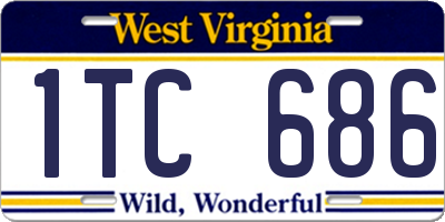 WV license plate 1TC686