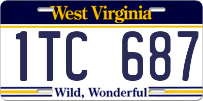 WV license plate 1TC687
