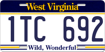 WV license plate 1TC692