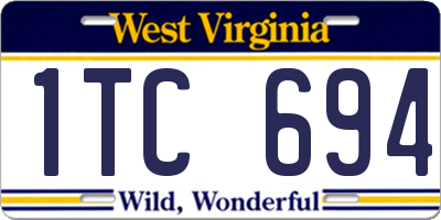 WV license plate 1TC694