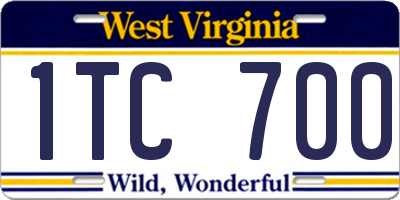 WV license plate 1TC700