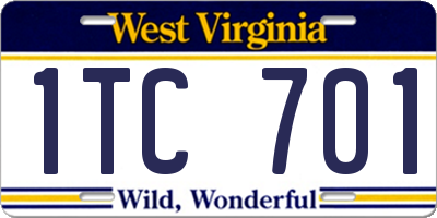 WV license plate 1TC701