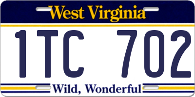 WV license plate 1TC702