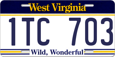 WV license plate 1TC703