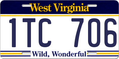 WV license plate 1TC706