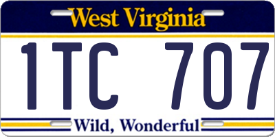 WV license plate 1TC707