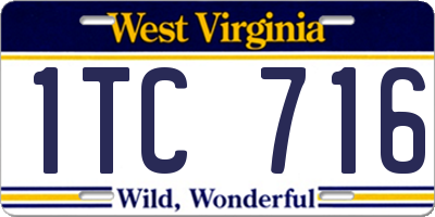 WV license plate 1TC716