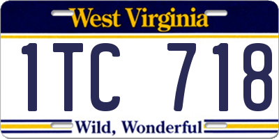 WV license plate 1TC718
