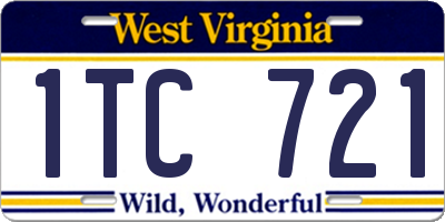 WV license plate 1TC721