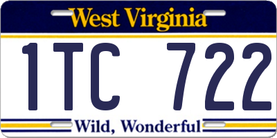 WV license plate 1TC722