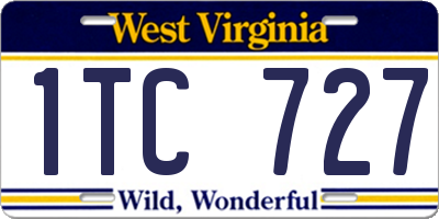 WV license plate 1TC727
