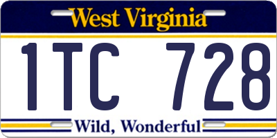 WV license plate 1TC728