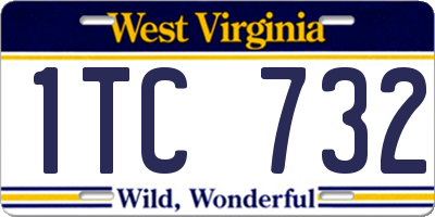 WV license plate 1TC732
