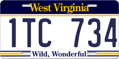 WV license plate 1TC734